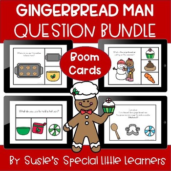 Preview of BOOM GINGERBREAD MAN QUESTIONS FOR PRESCHOOL SPECIAL ED & SPEECH