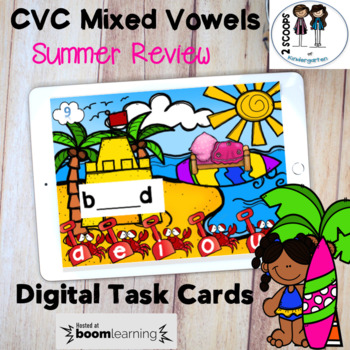 Preview of BOOM  Kindergarten Digital Task Cards Mixed Vowels (Distance Learning)