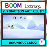BOOM Math Cards Subtraction Fill In Fact 100 Unique Cards 