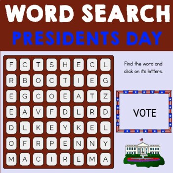 Preview of BOOM PRESIDENTS DAY WORD SEARCH + PDFs