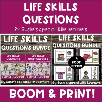 Preview of BOOM & PRINT LIFE SKILLS QUESTIONS EARLY CHILDHOOD SPECIAL ED & SPEECH THERAPY