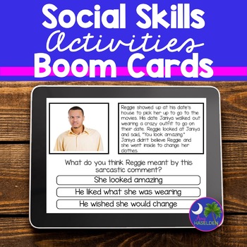 Preview of Social Skills Autism | Boom Cards Facial Expressions Perspective Taking Sarcasm