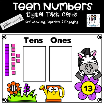 Preview of BOOM Spring Kindergarten Place Value Teen Numbers cards