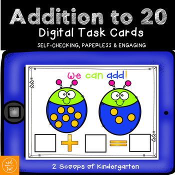 Preview of BOOM cards Addition to 20 Distance Learning