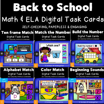 Preview of BOOM cards Back to School Math & ELA Distance Learning
