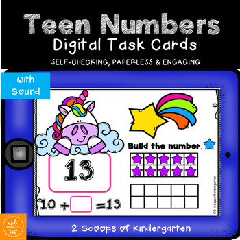 Preview of BOOM cards Building Teen Numbers