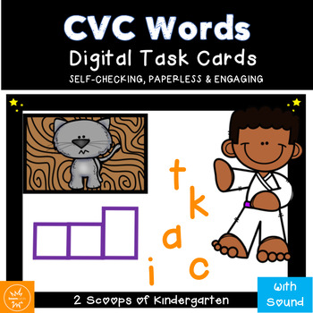 Preview of BOOM digital task cards ~ Building CVC words w/Audio (Distance Learning)