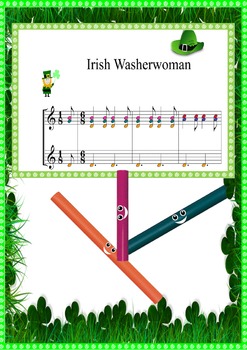 Preview of BOOMWHACKER Score and video MUSIC LESSON.St Patrick's day--IRISH WASHERWOMAN