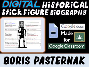 Preview of BORIS PASTERNAK Digital Historical Stick Figure Biography (mini biographies)