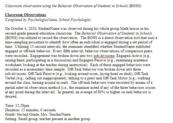 teacher observation report template