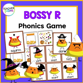 Preview of BOSSY R CONTROLLED VOWELS PHONICS GAME 1st & 2nd Grade HALLOWEEN Candy Corn