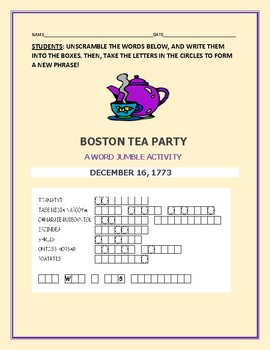 Preview of BOSTON TEA PARTY