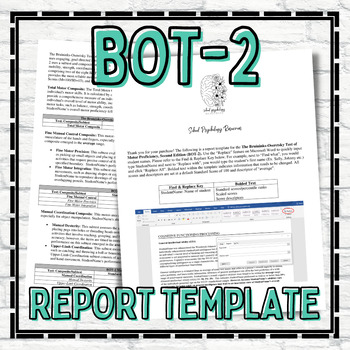 Preview of BOT Report Template OT Occupational Special Education Assessment Evaluation