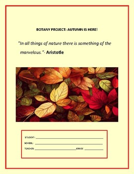 Preview of BOTANY PROJECT: AUTUMN IS HERE!  GRADES 4-8, SCIENCE