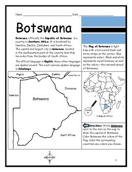 botswana introductory geography worksheet by interactive printables