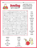 BOWLING Word Search Puzzle Worksheet Activity