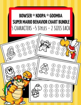 Preview of BOWSER KOOPA GOOMBA from Super Mario Behavior Chart 5 Style Variations, 2 Sizes