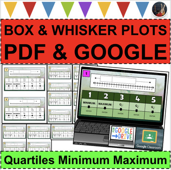 Preview of BOX and WHISKER PLOTS Data Displays Quartiles Maximum Minimum (PDF & GOOGLE)