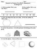 BOY Kindergarten Math Common Core Assessment