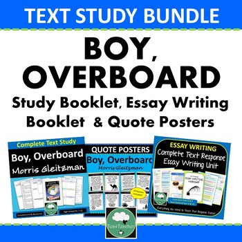 Preview of BOY OVERBOARD Novel Study Unit Posters Essay Writing BUNDLE