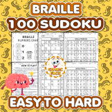 BRAILLE (Printed, Not Raised Dots) 100 Sudoku Puzzles Activities