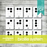BRAILLE SYSTEM ALPHABET • Montessori Cards • Flash Cards •