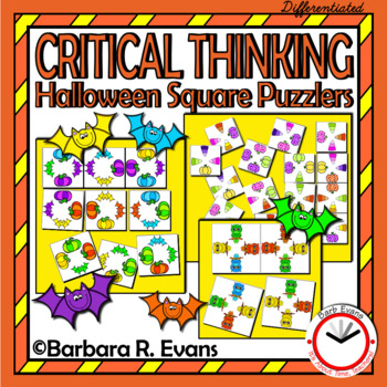 Preview of BRAIN TEASER SQUARE PUZZLES Halloween Critical Thinking Activity 