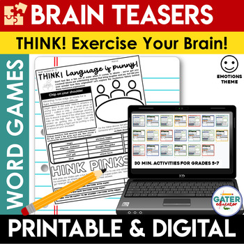 Preview of BRAIN TEASERS Google Slides BUNDLE | Critical Thinking | Early Finishers