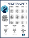 BRAVE NEW WORLD NOVEL STUDY Word Search Puzzle Worksheet Activity