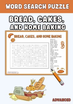 Preview of BREAD, CAKES, AND HOME BAKING Word Search Puzzle Worksheet Activities