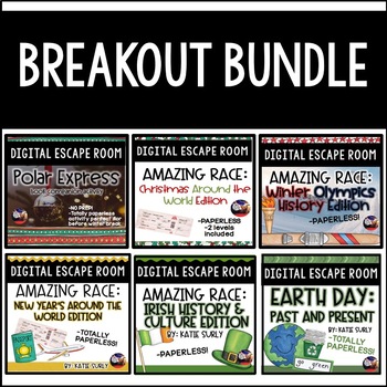 Preview of BREAKOUT GROWING BUNDLE: All Digital Escape Rooms!