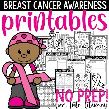 Preview of BREAST CANCER AWARENESS MONTH WEEK OCTOBER NO PREP PRINTABLES WRITING COLORING