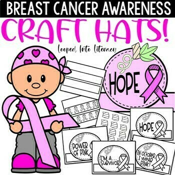 Preview of BREAST CANCER AWARENESS MONTH WEEK PINK DAY POWER OF PINK PUMPKIN CRAFT HATS