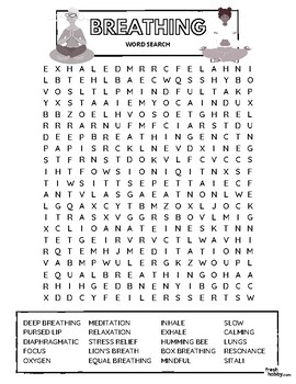 Preview of BREATHING Word Search Puzzle (Mindfulness, Coping & Relaxation Terms)