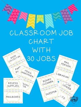 BRIGHT CLASSROOM JOB CHART by Made by Erma | TPT