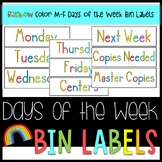 BRIGHT Colors Days of the Week Bin Labels