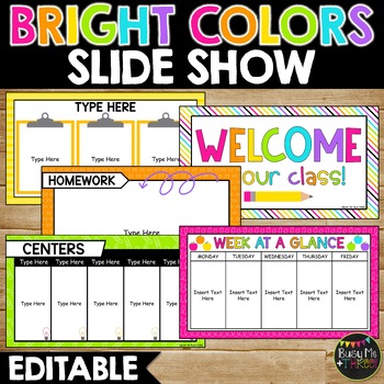Preview of BRIGHT Colors Themed Slide Show | Editable | Google Slides | PowerPoint