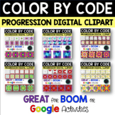BRIGHT DESIGNS COLOR BY CODE Digital Progression Clipart BUNDLE