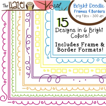 Preview of BRIGHT Doodle Frames & Borders Set {180 Files!}: Graphics for Teachers