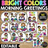 BRIGHT Morning Greeting Signs | Editable | Classroom Greet
