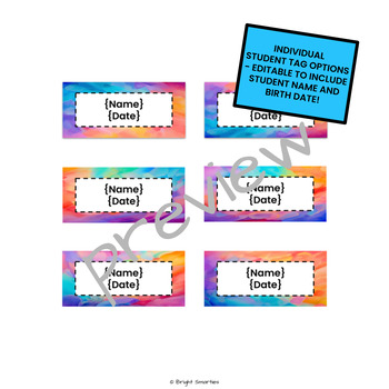 BRIGHT PAINT THEME Classroom Birthday Chart with Name Labels and Tags