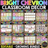 BRIGHT RAINBOW CHEVRON Classroom Decor GROWING BUNDLE Colo