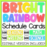 BRIGHT RAINBOW Schedule Cards - EDITABLE