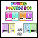 BRIGHT & SMILEY Number Posters 1-20 (English AND Spanish)