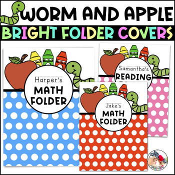 Preview of BRIGHT Worm and Apple Folder Covers EDITABLE