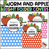 BRIGHT Worm and Apple Folder Covers EDITABLE