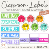 BRIGHTS Classroom Supply and Student Name Labels | Editable