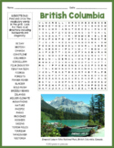 BRITISH COLUMBIA Word Search Puzzle Worksheet Activity