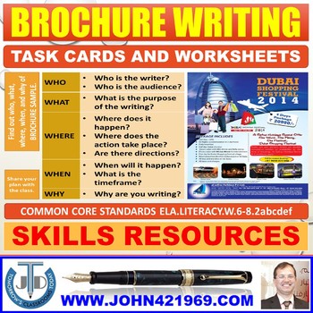 Preview of BROCHURE WRITING TASK CARDS AND EXERCISES