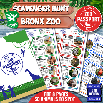 Preview of BRONX ZOO (NEW YORK) Passport Printable Game - SCAVENGER HUNT